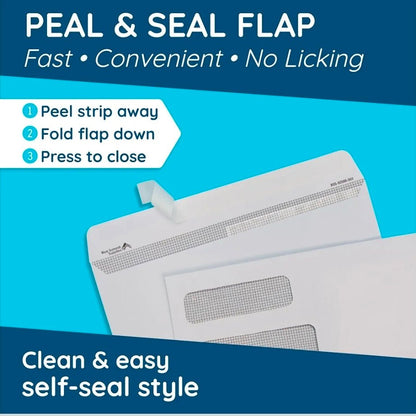Blue Summit Supplies 500#8 Double Window Security Envelopes, Self Seal 3 5/8 x 8 11/16 in, Security Tint, Self Seal, for QuickBooks Checks, Business Check Mailings - Horizon Endless