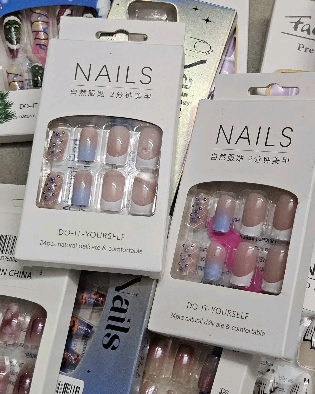 Bulk Lot Of 194 Different Brand Press-On Nails, Large Variety of Sizes And Style - Horizon Endless
