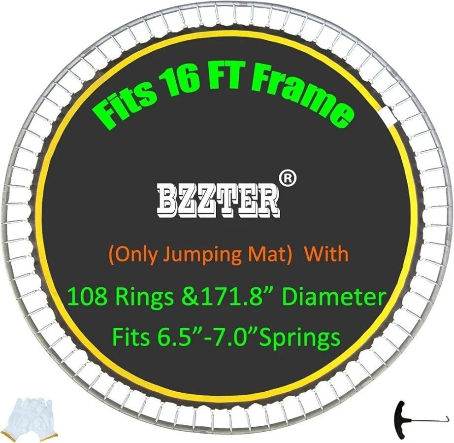 Bzzter 16FT Trampoline Mat,171.8/14.31ft Diameter Mat with 108 Rings Fits 6.5... - Horizon Endless