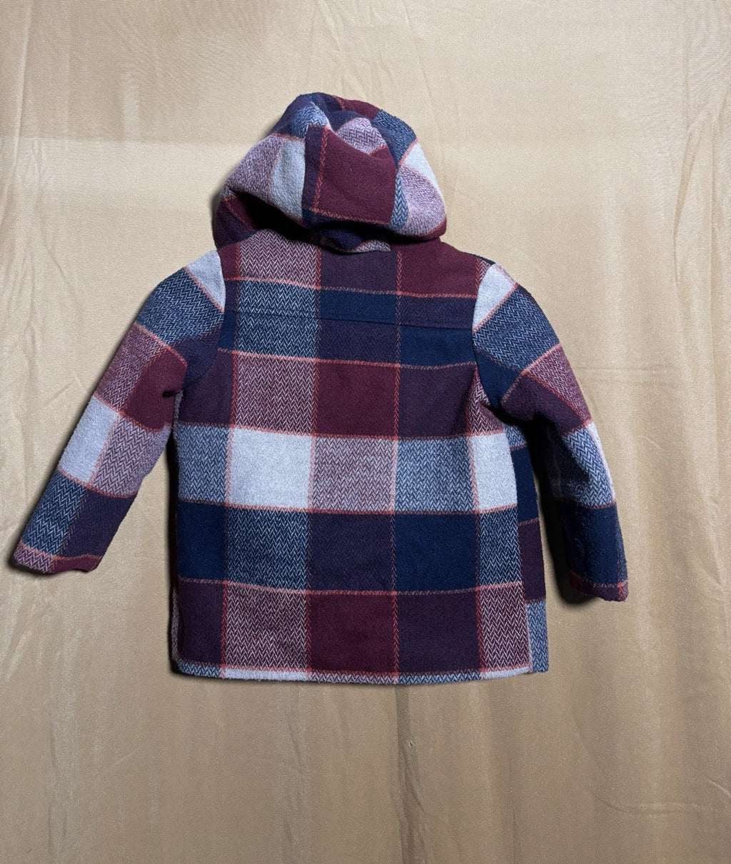 Cat & Jack Boys Size 4T Checkered Plaid Wool Blend Hooded Duffle Coat - Horizon Endless
