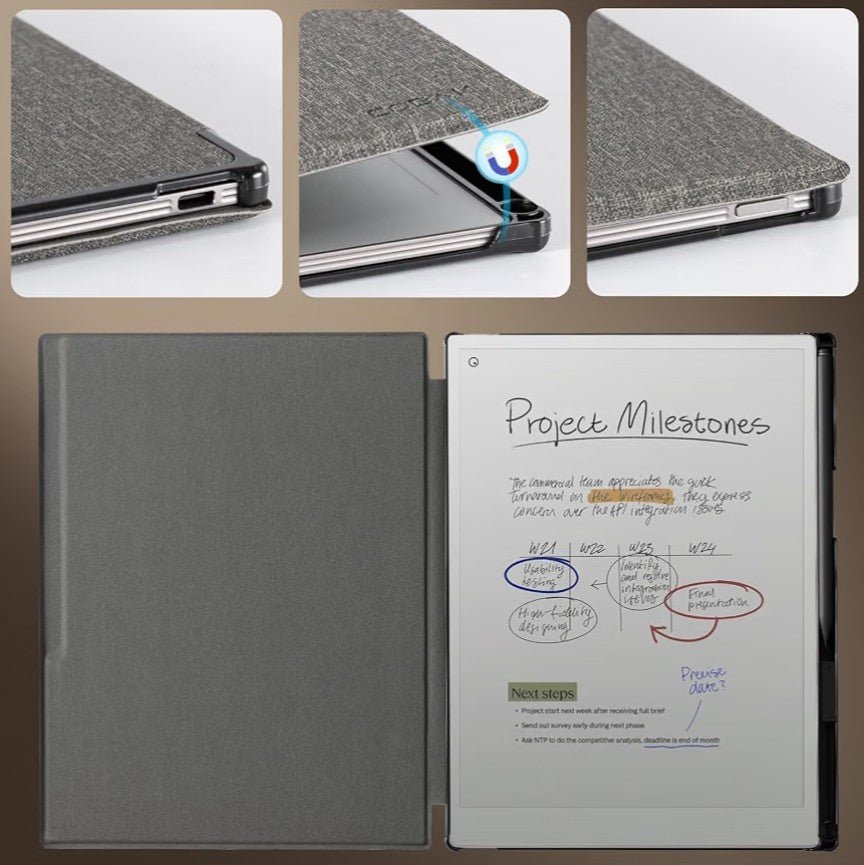 CoBak Case for reMarkable Paper Pro 11.8" – Gray Folio with Pen Holder - Horizon Endless