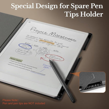 CoBak Case for reMarkable Paper Pro 11.8" – Gray Folio with Pen Holder - Horizon Endless