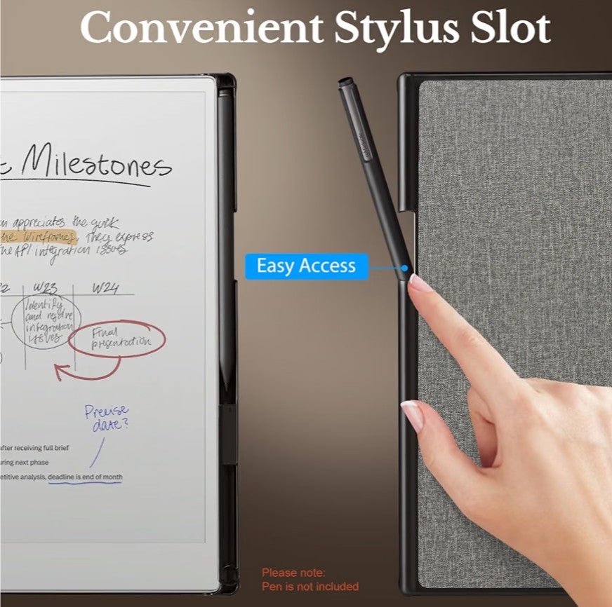 CoBak Case for reMarkable Paper Pro 11.8" – Gray Folio with Pen Holder - Horizon Endless