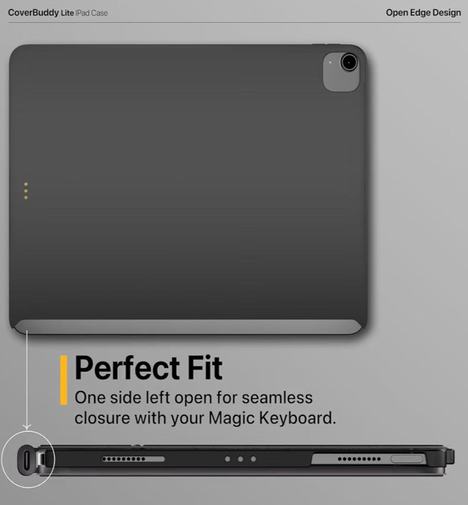 CoverBuddy Lite Case that Fits Magic Keyboard foriPad Pro 13" (M5 2025 / M4 2024, 8th 7th Gen) Magic Keyboard Compatible iPad Case with Seamless Closure & Magnetic Pencil Holder (Black 1.2) - Horizon Endless