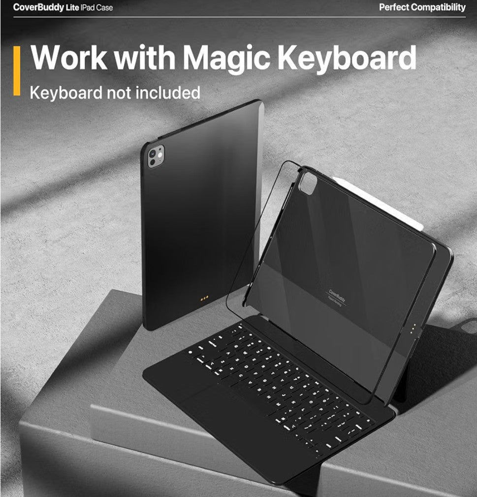 CoverBuddy Lite Case that Fits Magic Keyboard foriPad Pro 13" (M5 2025 / M4 2024, 8th 7th Gen) Magic Keyboard Compatible iPad Case with Seamless Closure & Magnetic Pencil Holder (Black 1.2) - Horizon Endless