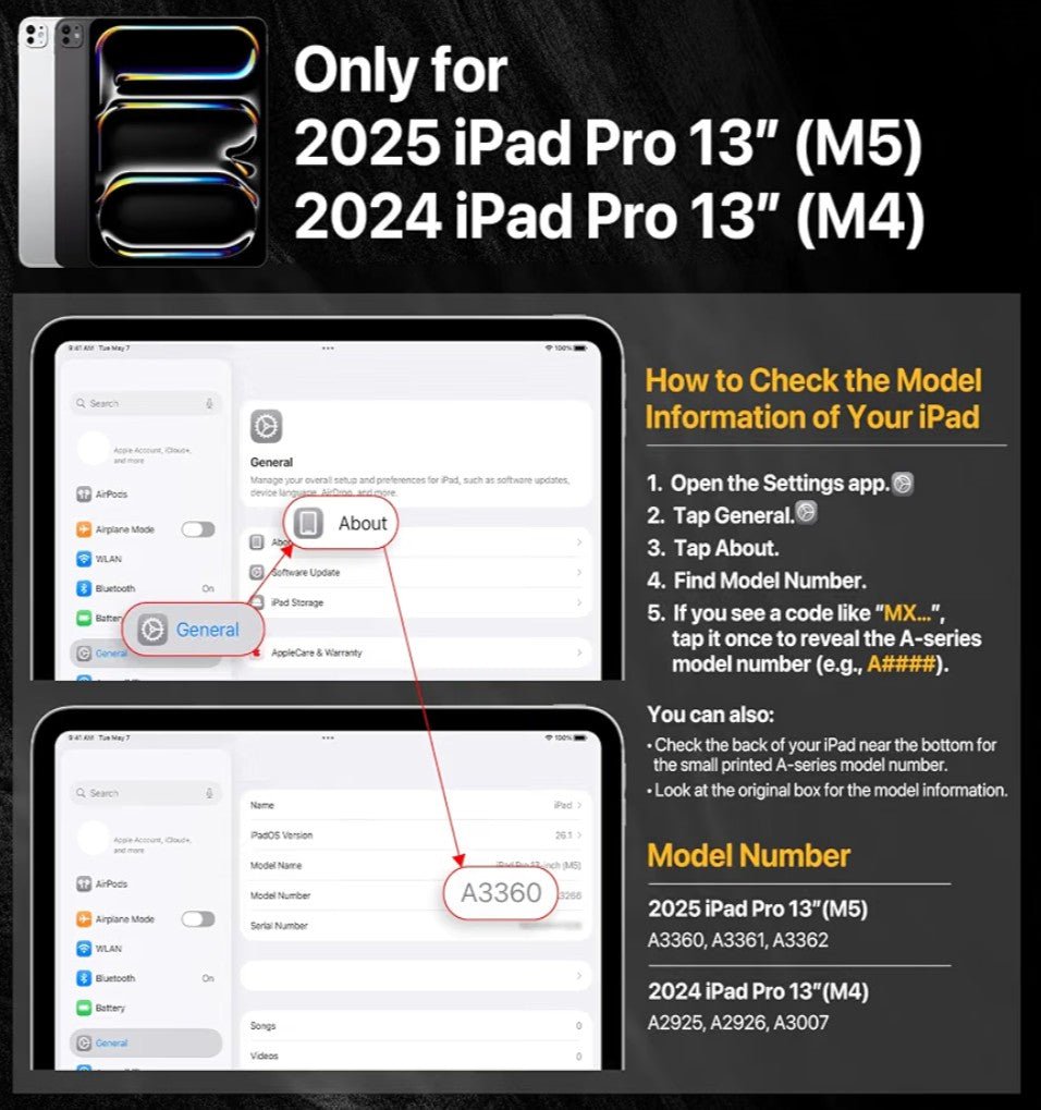 CoverBuddy Lite Case that Fits Magic Keyboard foriPad Pro 13" (M5 2025 / M4 2024, 8th 7th Gen) Magic Keyboard Compatible iPad Case with Seamless Closure & Magnetic Pencil Holder (Black 1.2) - Horizon Endless