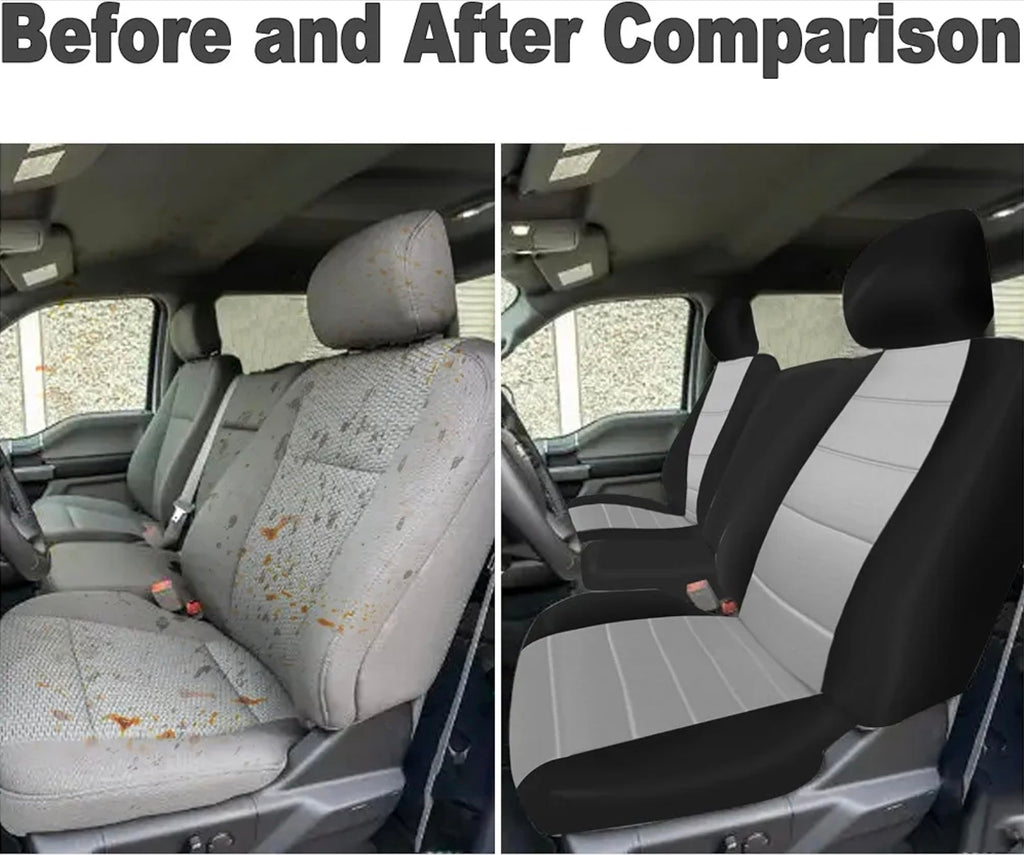 Custom Heavy Duty Fabric 40/20/40 Split Bench Seat Covers for Ford F150 XL/Standard Cab 2004 2005 2006 2007 2008 Protector Interior Accessories，Waterproof & Machine Washable - Gray - Horizon Endless