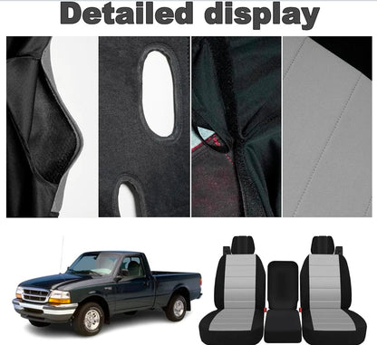 Custom Heavy Duty Fabric 40/20/40 Split Bench Seat Covers for Ford F150 XL/Standard Cab 2004 2005 2006 2007 2008 Protector Interior Accessories，Waterproof & Machine Washable - Gray - Horizon Endless