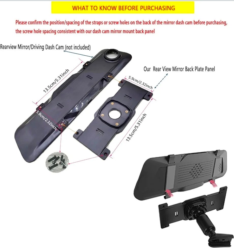 Dash Cam Rear View Mirror Mount Kit - Fits 5.5"-12" Mirrors! - Horizon Endless