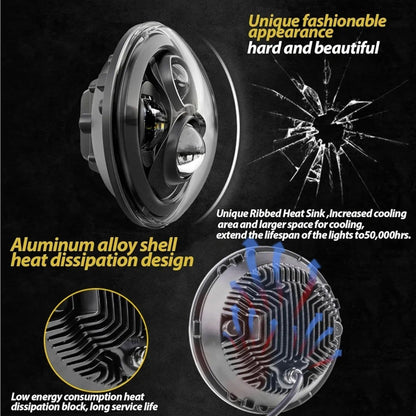 DOT 7 inch Motorcycle LED Headlight for Harley Davidson Fat boy Street Glide Her - Horizon Endless