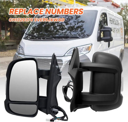 Driver Side Mirror for 2014-2024 Ram Promaster 1500/2500/3500 8+2Pins Mirrors with Heated,Power Glass,Turn Signals Light,Temperature Sensor,Replaces# 5VE99JXWAD (Short Arm)Left - Horizon Endless
