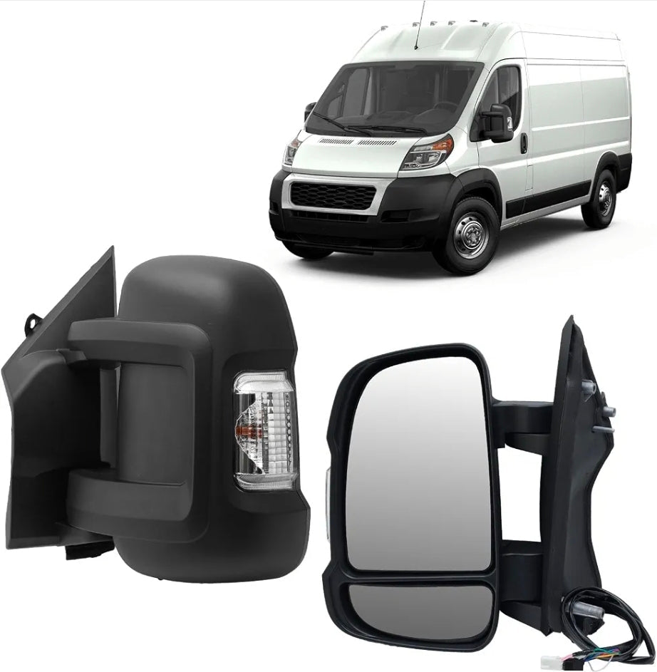 Driver Side Mirror for 2014-2024 Ram Promaster 1500/2500/3500 8+2Pins Mirrors with Heated,Power Glass,Turn Signals Light,Temperature Sensor,Replaces# 5VE99JXWAD (Short Arm)Left - Horizon Endless