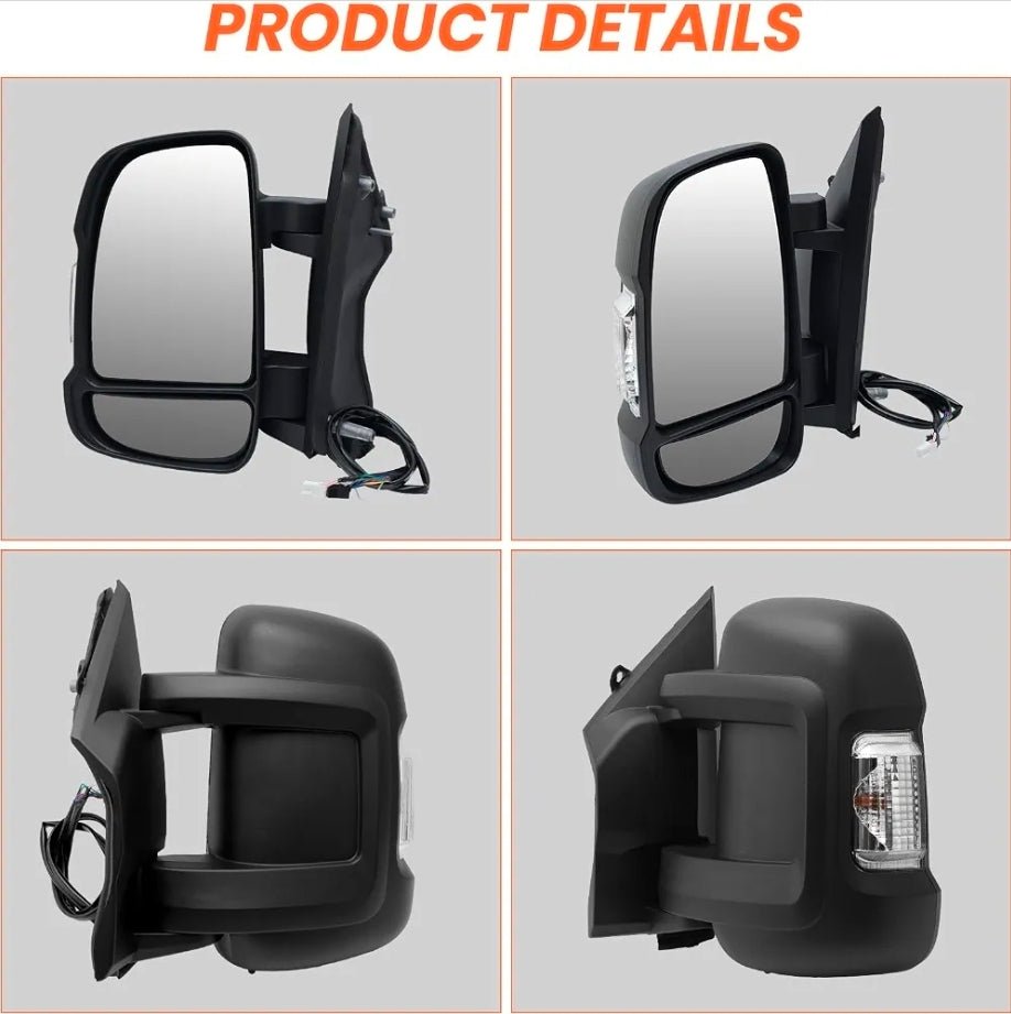 Driver Side Mirror for 2014-2024 Ram Promaster 1500/2500/3500 8+2Pins Mirrors with Heated,Power Glass,Turn Signals Light,Temperature Sensor,Replaces# 5VE99JXWAD (Short Arm)Left - Horizon Endless