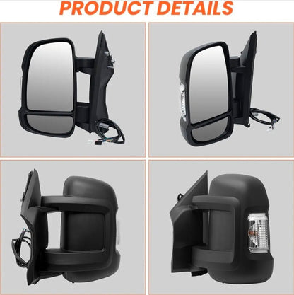 Driver Side Mirror for 2014-2024 Ram Promaster 1500/2500/3500 8+2Pins Mirrors with Heated,Power Glass,Turn Signals Light,Temperature Sensor,Replaces# 5VE99JXWAD (Short Arm)Left - Horizon Endless