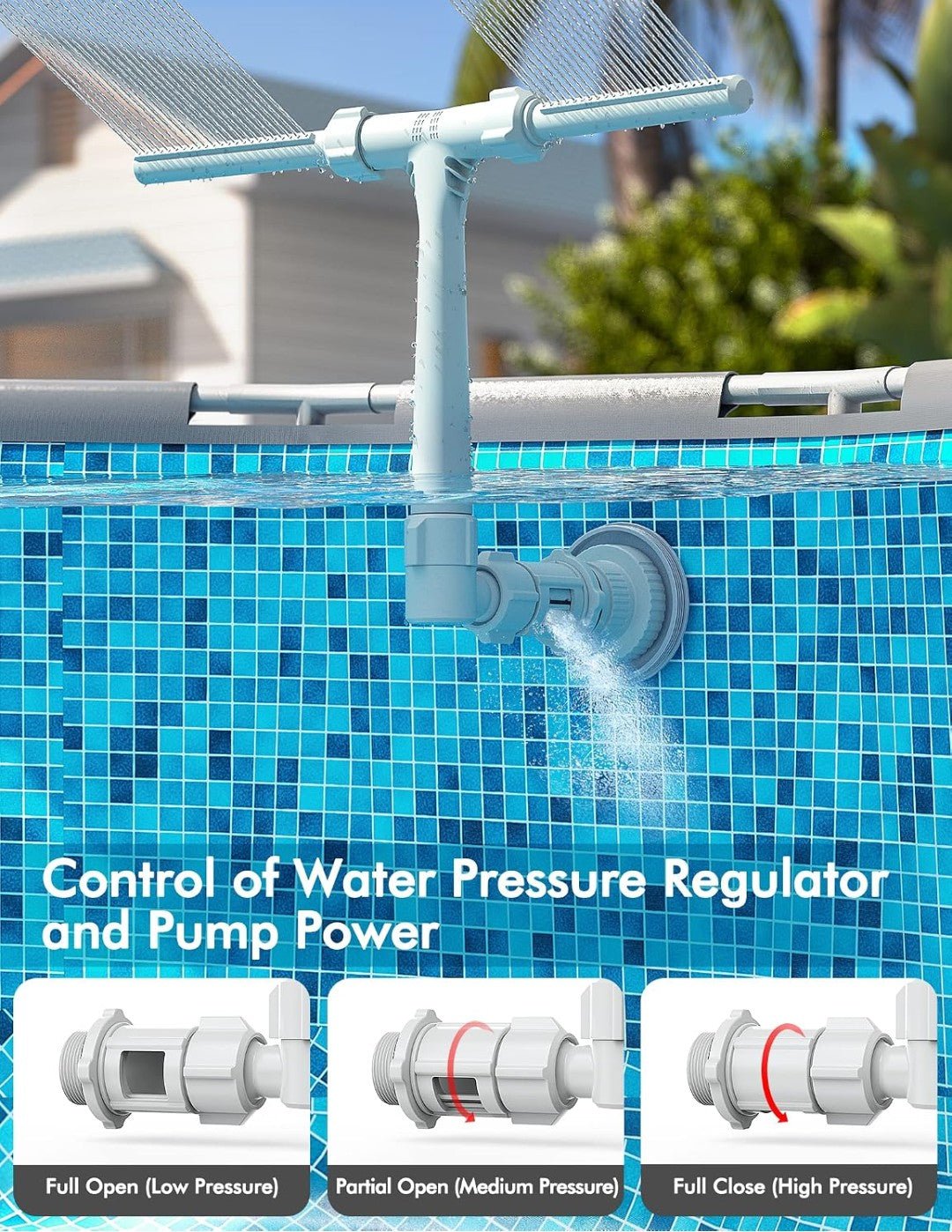 Dual Spray Pool Fountain for Above & In-Ground Pools | Adjustable Cooling Water Spray & Circulation Booster - Horizon Endless