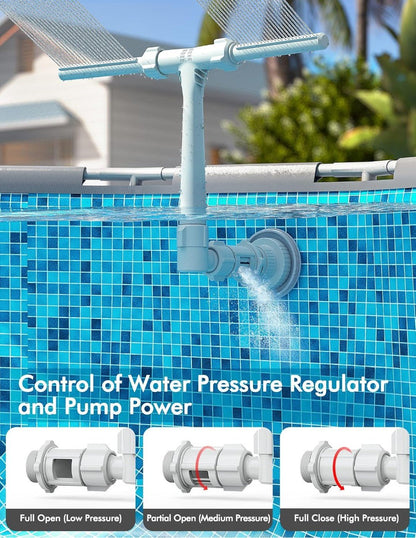Dual Spray Pool Fountain for Above & In-Ground Pools | Adjustable Cooling Water Spray & Circulation Booster - Horizon Endless