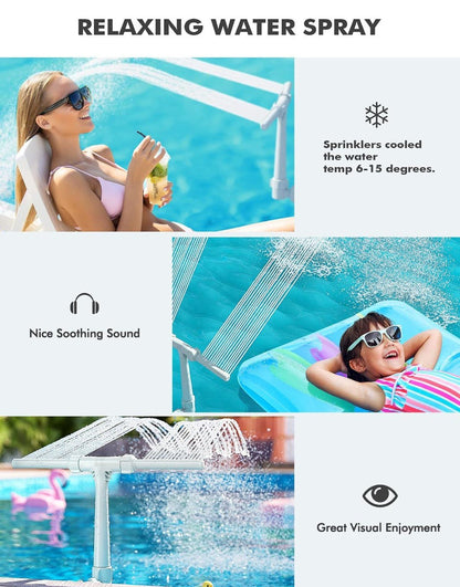 Dual Spray Pool Fountain for Above & In-Ground Pools | Adjustable Cooling Water Spray & Circulation Booster - Horizon Endless
