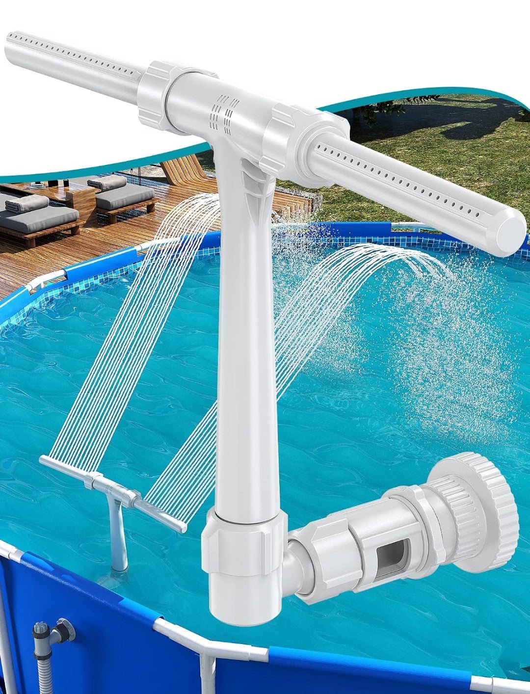 Dual Spray Pool Fountain for Above & In-Ground Pools | Adjustable Cooling Water Spray & Circulation Booster - Horizon Endless