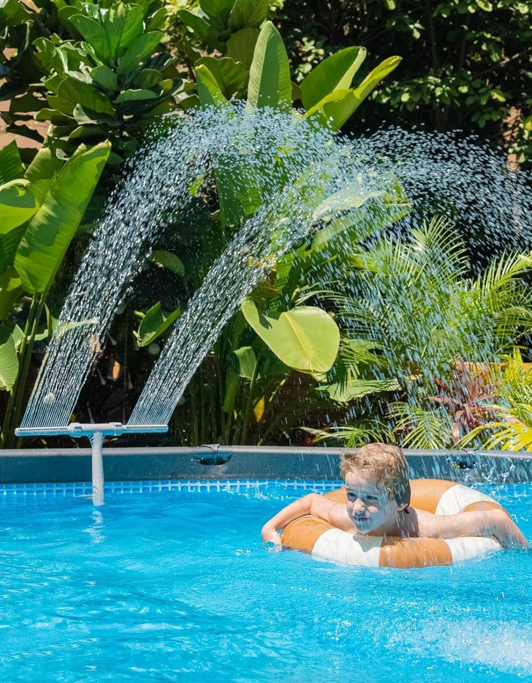 Dual Spray Pool Fountain for Above & In-Ground Pools | Adjustable Cooling Water Spray & Circulation Booster - Horizon Endless