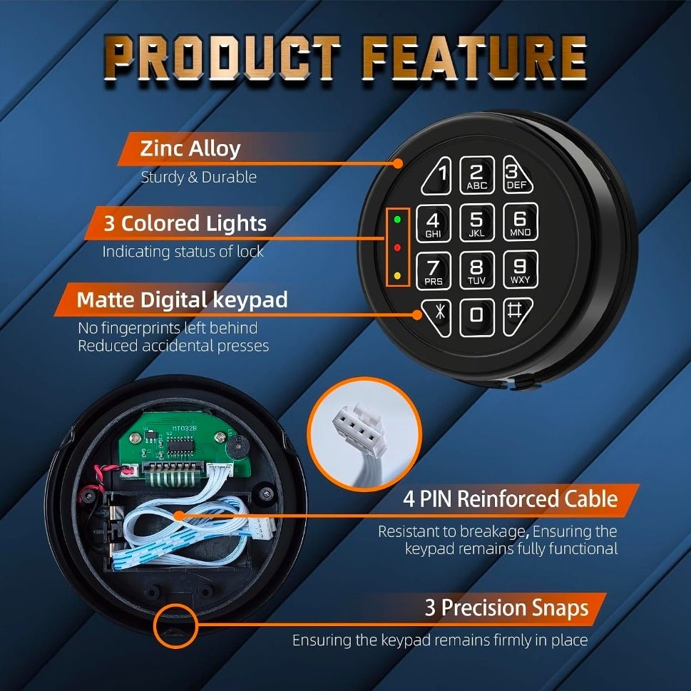 Electronic Gun Safe Lock Replacement Keypad with Solenoid Lock - Black Gun Safe Lock with Programmable Electronic Keypad, Lock Fits High Security Safe Box and Security Cabinet - Horizon Endless