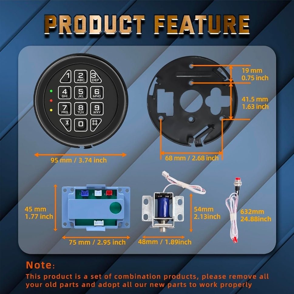 Electronic Gun Safe Lock Replacement Keypad with Solenoid Lock - Black Gun Safe Lock with Programmable Electronic Keypad, Lock Fits High Security Safe Box and Security Cabinet - Horizon Endless