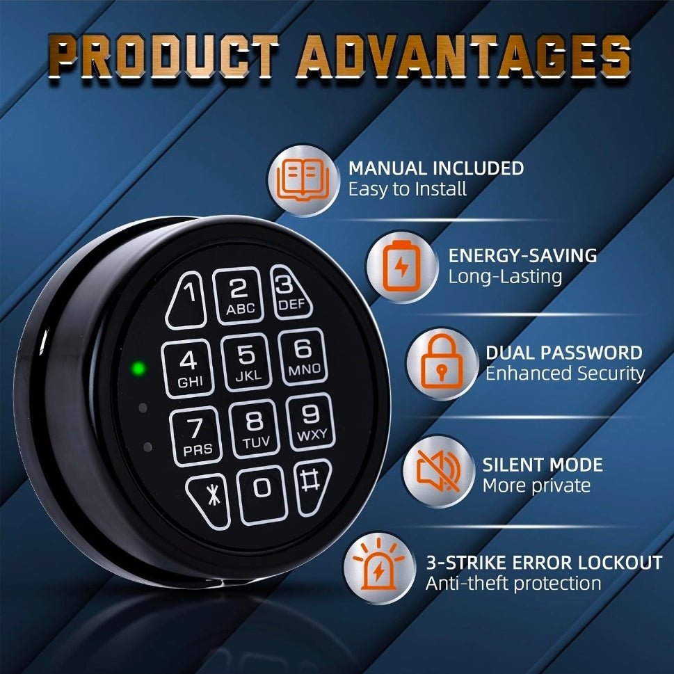 Electronic Gun Safe Lock Replacement Keypad with Solenoid Lock - Black Gun Safe Lock with Programmable Electronic Keypad, Lock Fits High Security Safe Box and Security Cabinet - Horizon Endless