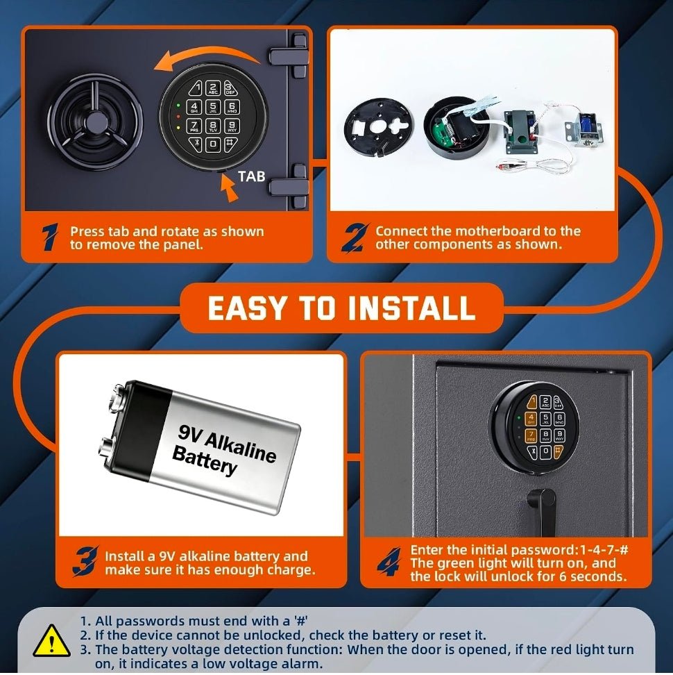 Electronic Gun Safe Lock Replacement Keypad with Solenoid Lock - Black Gun Safe Lock with Programmable Electronic Keypad, Lock Fits High Security Safe Box and Security Cabinet - Horizon Endless