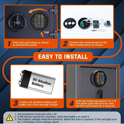 Electronic Gun Safe Lock Replacement Keypad with Solenoid Lock - Black Gun Safe Lock with Programmable Electronic Keypad, Lock Fits High Security Safe Box and Security Cabinet - Horizon Endless