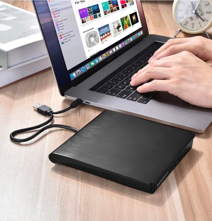External CD DVD Drive for Laptop & Mac with Case, USB 3.0 Type-C - Horizon Endless