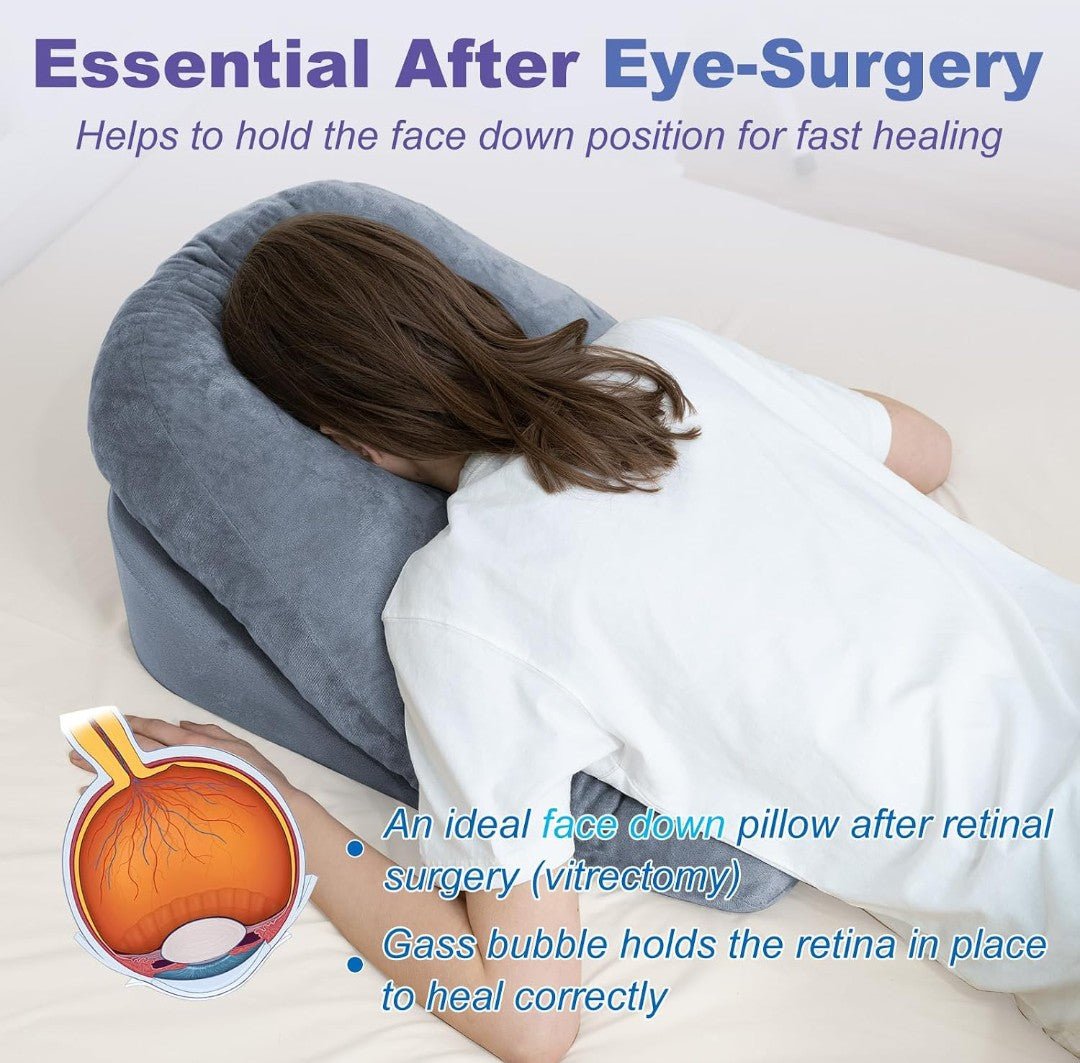 Face Down Pillow After Eye Surgery & Vitrectomy – Memory Foam Pillow with Face Cutout - Horizon Endless