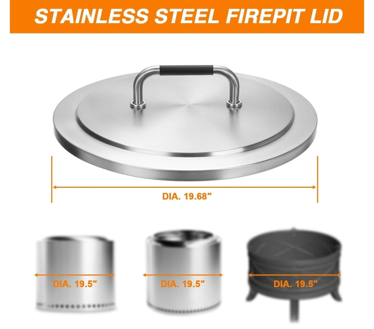 Fire Pit Lid for Solo Stove Bonfire 19.5'' Fire Pits Cover Heat Resistant Handle - Horizon Endless