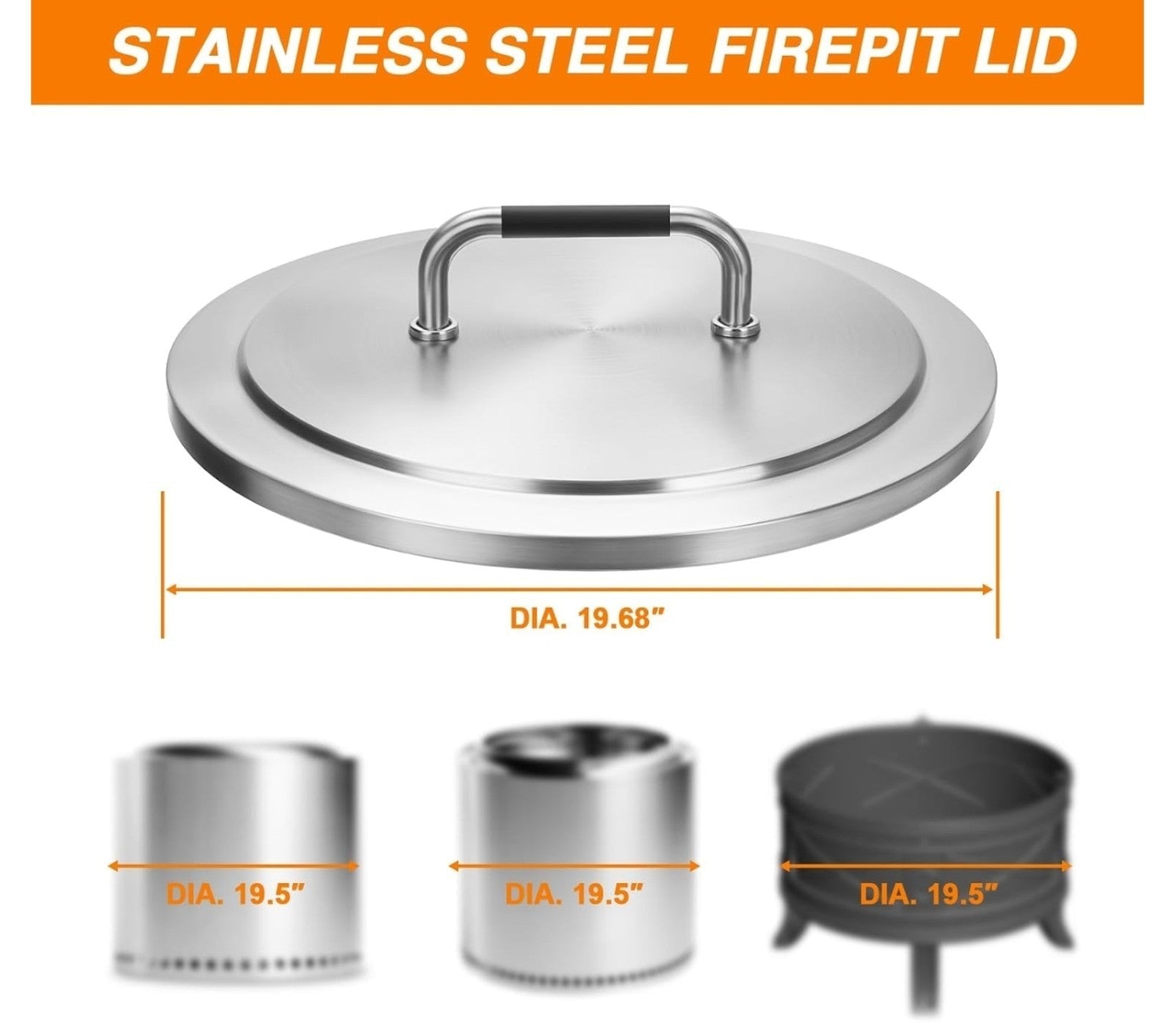 Fire Pit Lid for Solo Stove Bonfire 19.5'' Fire Pits Cover Heat Resistant Handle - Horizon Endless