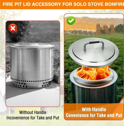 Fire Pit Lid for Solo Stove Bonfire 19.5'' Fire Pits Cover Heat Resistant Handle - Horizon Endless