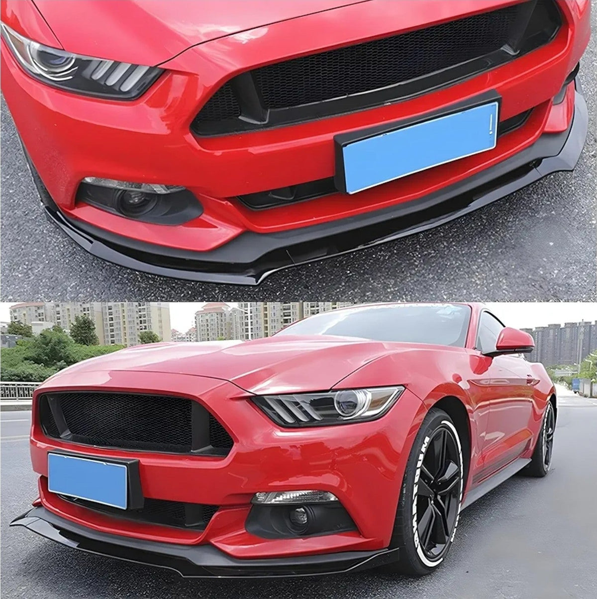 Fit for 2015 2016 2017 Ford Mustang Front Bumper Lip — Gloss Black ABS Air - Horizon Endless