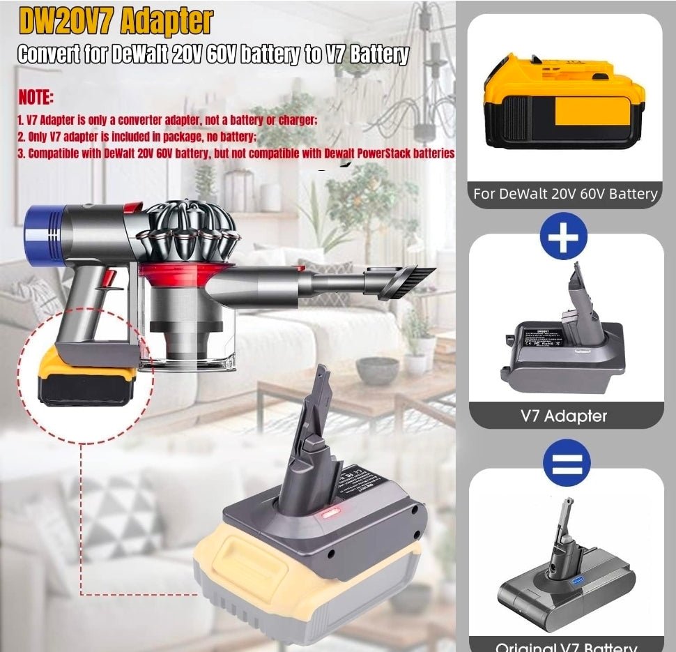 Fit for DeWalt 20V Battery Adapter Replace for Dyson V7 Vacuum Battery - Horizon Endless
