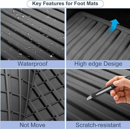 Floor Mats for Tesla Model X 5 Seater 2025 2024 2023 2022 All Weather 13 Pieces - Horizon Endless