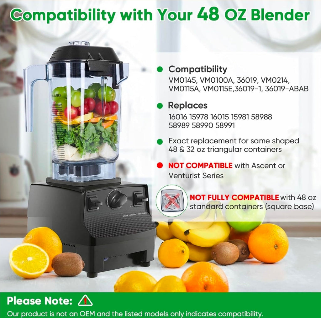 48oz Commercial Blender Pitcher Replacement Jar - Quiet One VM0145 Upgrade, 5 YR Warranty - Horizon Endless