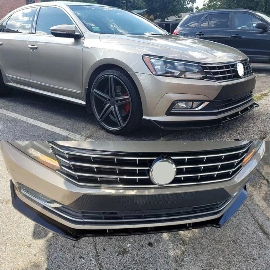 For VW Passat B7 2012-2015 V Style Gloss Black Front Bumper Lip Splitter Spoiler - Horizon Endless