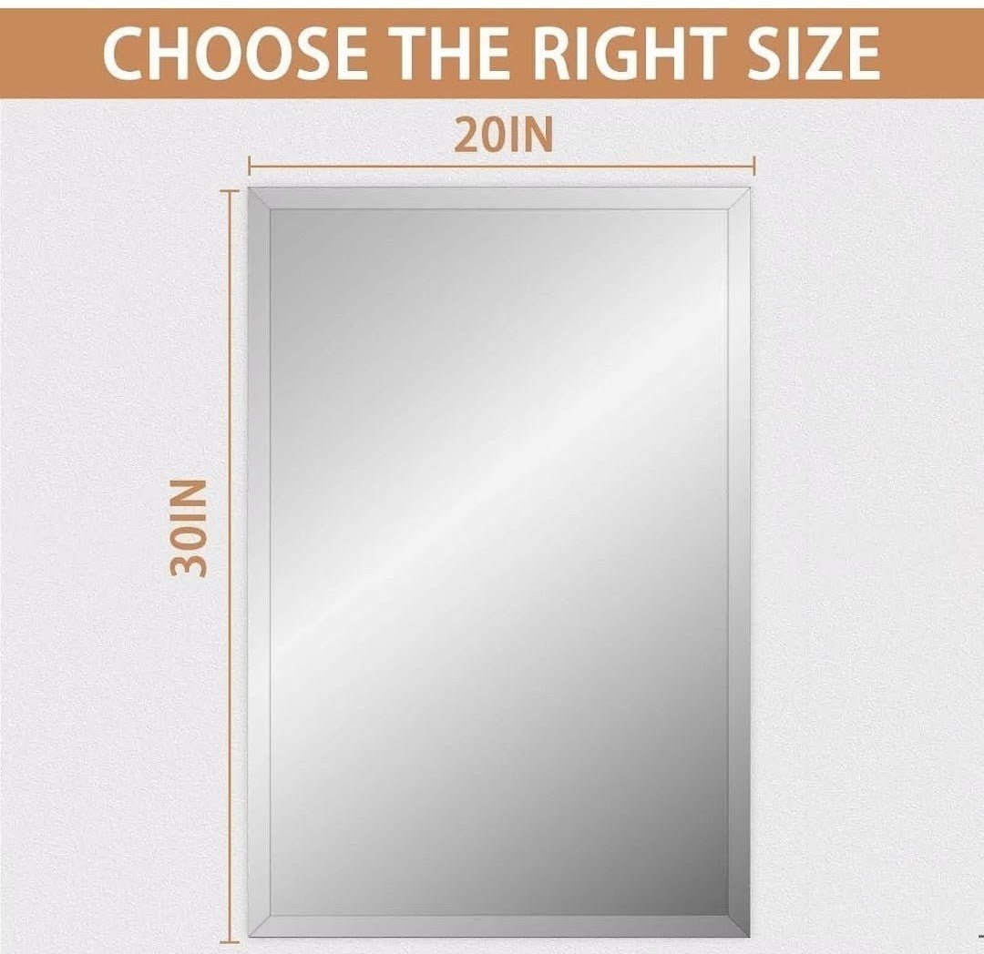 Frameless Bathroom Vanity Mirror 20x30 Shatterproof Polished Edge Wall Mounted - Horizon Endless