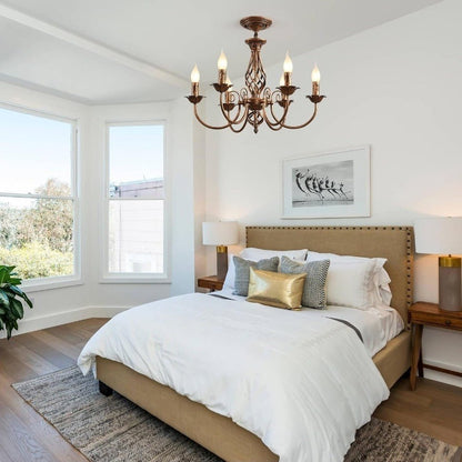 French Country Chandelier, Vintage Candle , 6 Lights Farmhouse Pendant Light - Horizon Endless