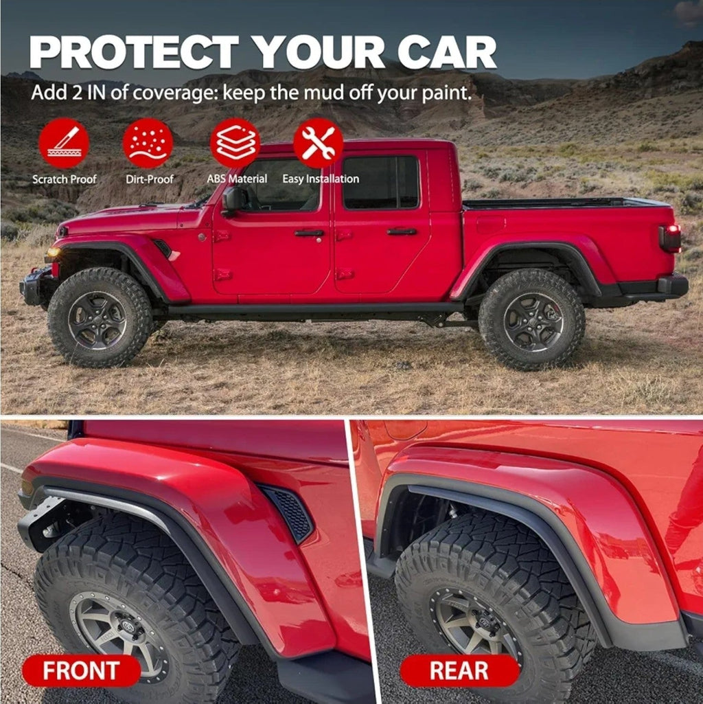 Front & Rear Fender Flares Compatible with 2020-2024 Jeep Wrangler Gladiator JT - Horizon Endless