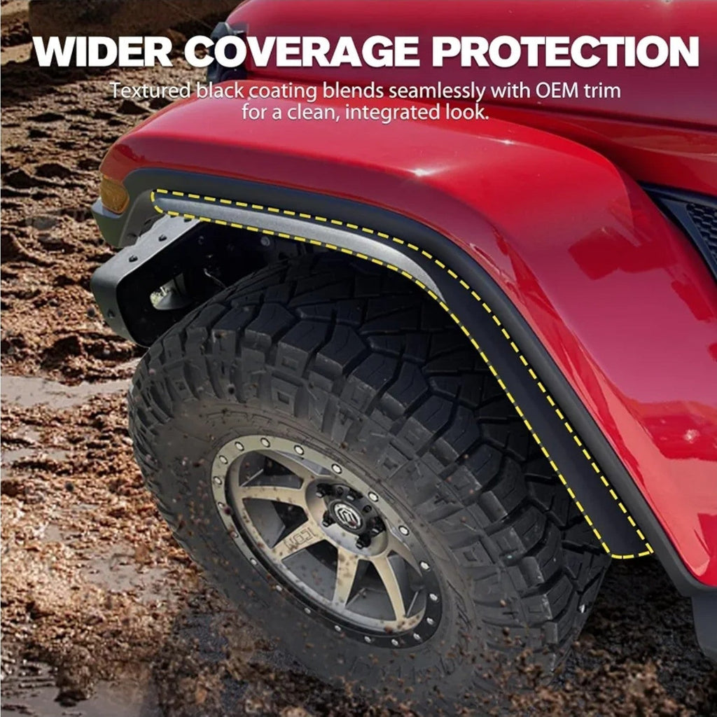 Front & Rear Fender Flares Compatible with 2020-2024 Jeep Wrangler Gladiator JT - Horizon Endless