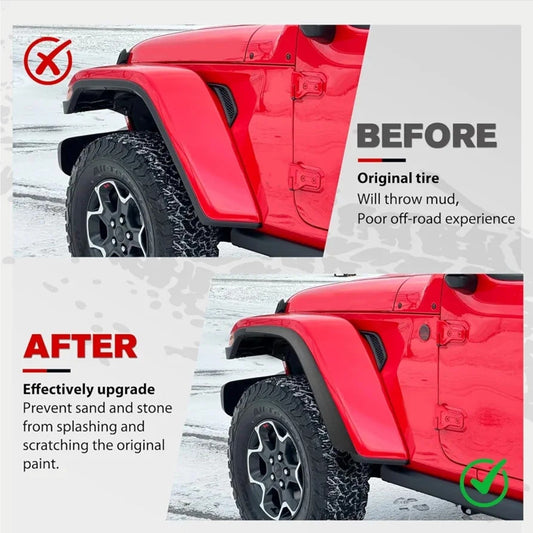 Front & Rear Fender Flares Compatible with 2020-2024 Jeep Wrangler Gladiator JT - Horizon Endless