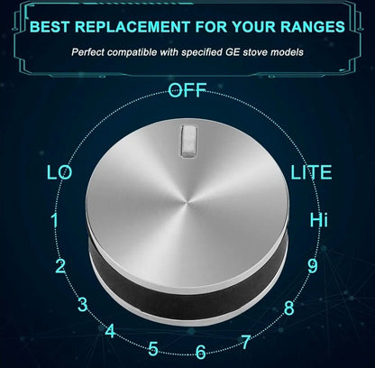 GE Cooktop Replacement Knobs - Stainless Steel, Easy Install Range Knobs (5 Pack) - Horizon Endless