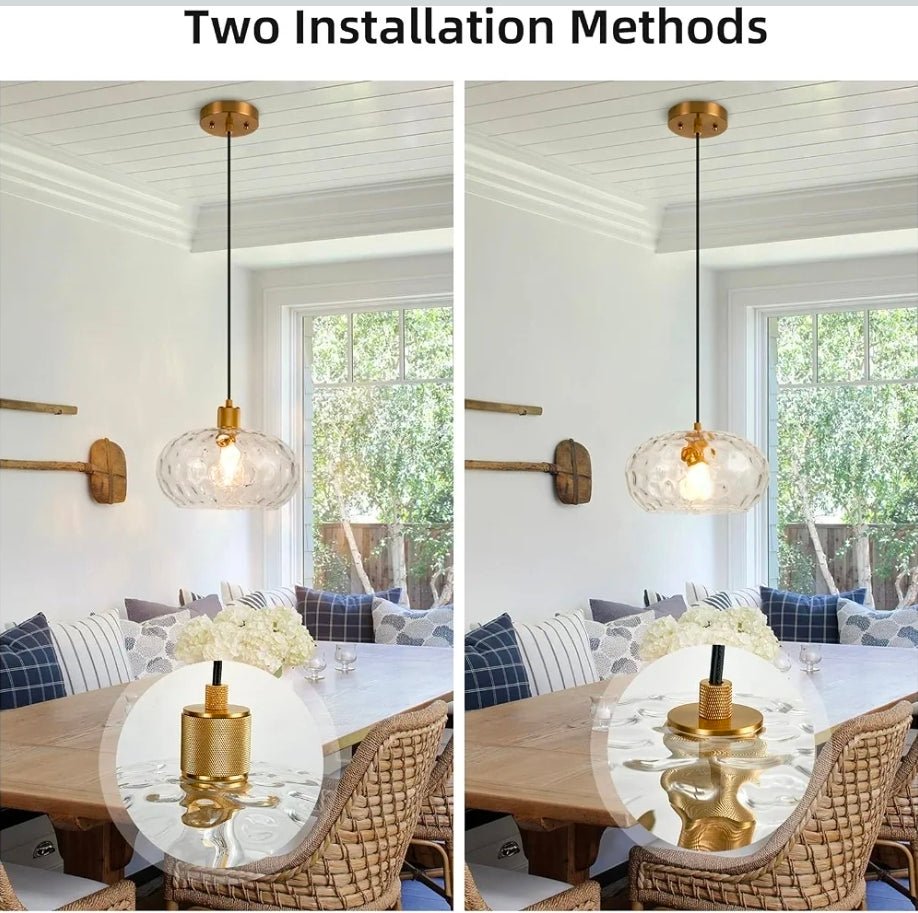 8 Inch Adjustable Hammer Glass Pendant Lights for Kitchen & Dining Room - Horizon Endless