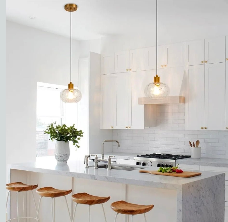 8 Inch Adjustable Hammer Glass Pendant Lights for Kitchen & Dining Room - Horizon Endless