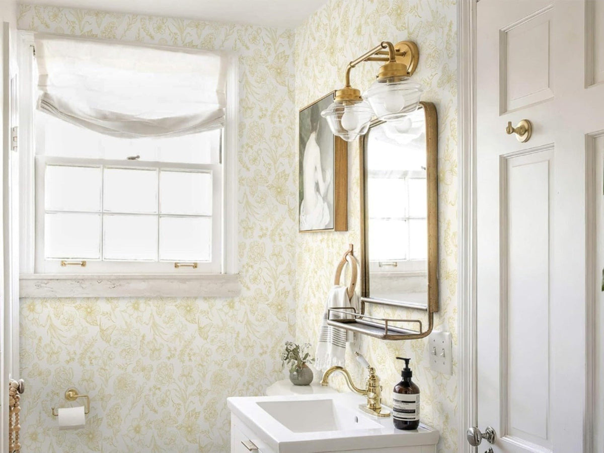Gold Wallpaper Floral Peel and Stick Wallpaper White and Gold Wall Paper DIY New - Horizon Endless