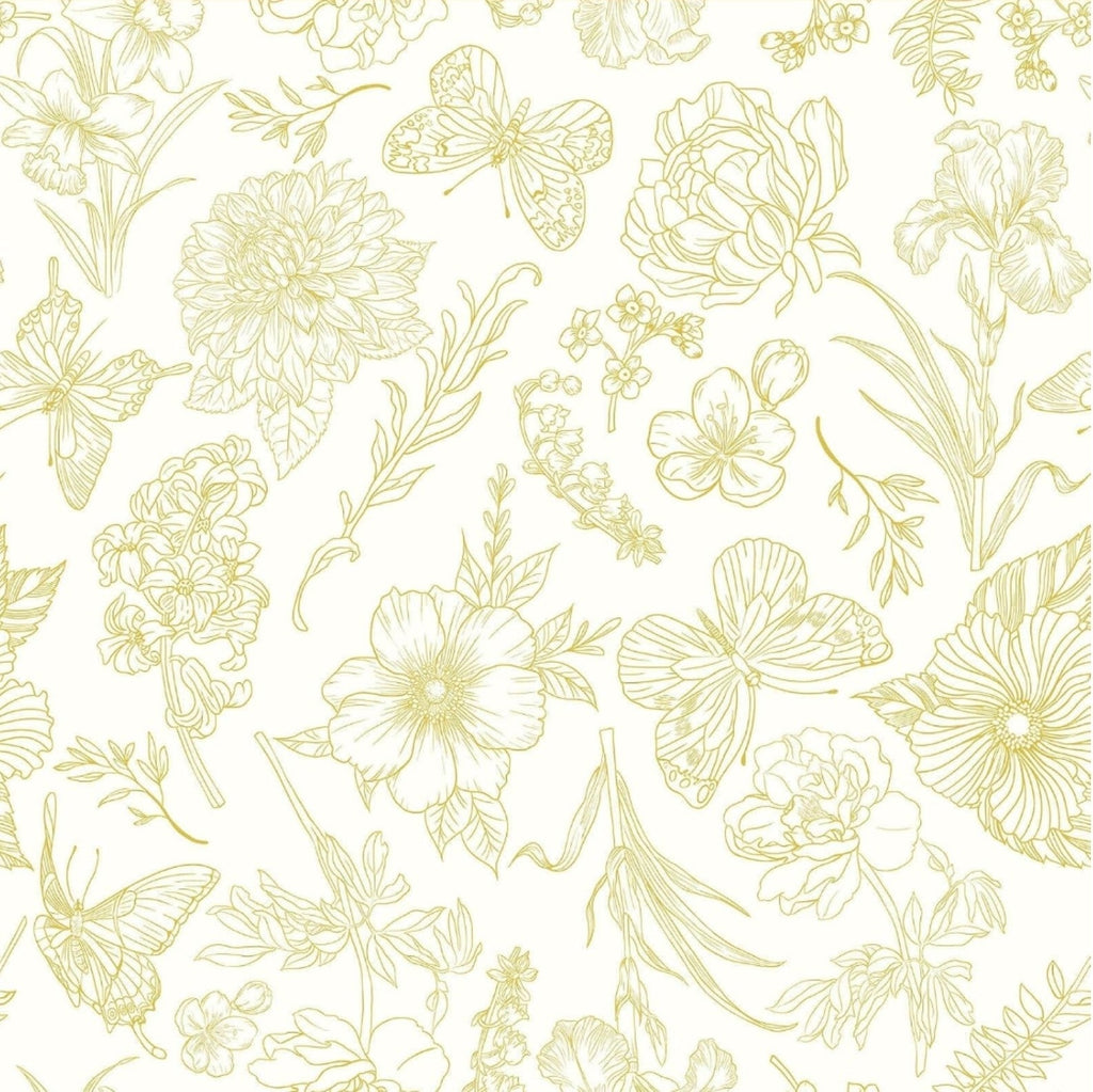 Gold Wallpaper Floral Peel and Stick Wallpaper White and Gold Wall Paper DIY New - Horizon Endless