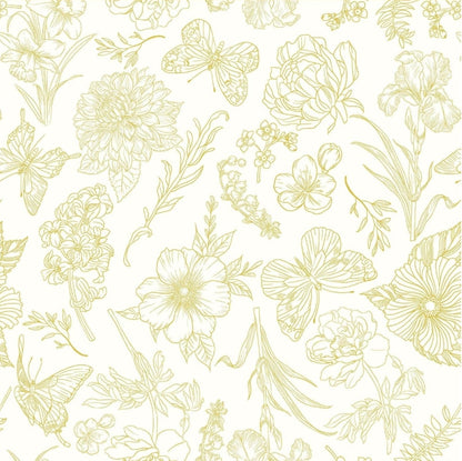 Gold Wallpaper Floral Peel and Stick Wallpaper White and Gold Wall Paper DIY New - Horizon Endless