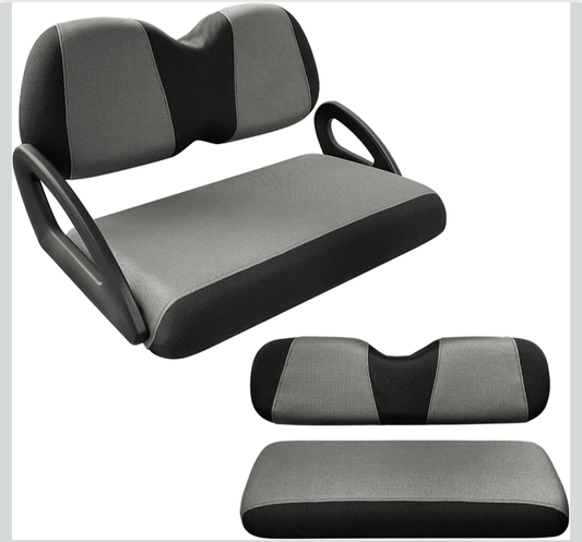 Golf Cart Seat Covers Front & Rear Set for Club Car Precedent Also Fits Club Car Tempo & Yamaha G29 | Breathable Mesh | Cool & Sweat-Proof | Machine Washable | Easy to Install, Black&Grey - Horizon Endless